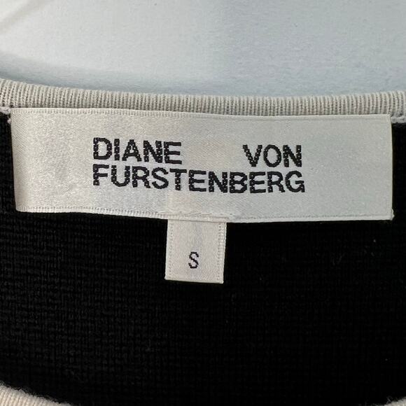 Diane Von Furstenberg Small Merino Wool Blend Sweater Dress Tan Black Colorblock - Picture 6 of 11